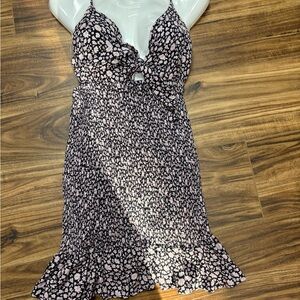 Ocean Drive cut out black, pink & white floral print mini dress size small